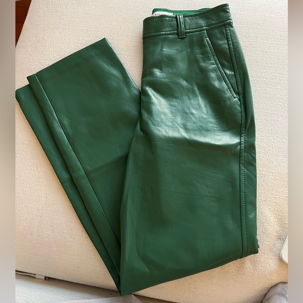 Babaton Green Leather Pants, Size 2